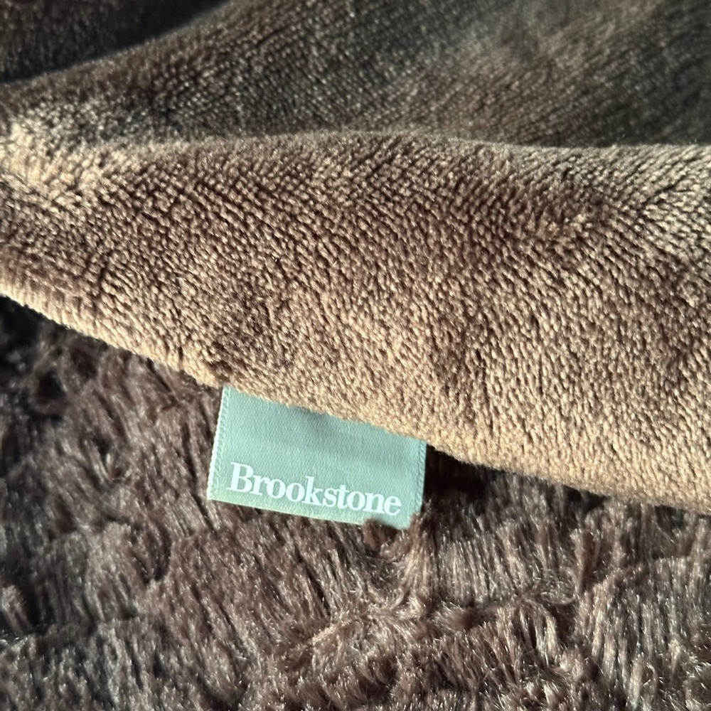 Brookstone Nap Throw Blanket Chocolate Brown Faux Fur Velvet Plush 50x68